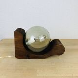 Temde Leucthen brutalist lamp from the 70s, pine and glass globe