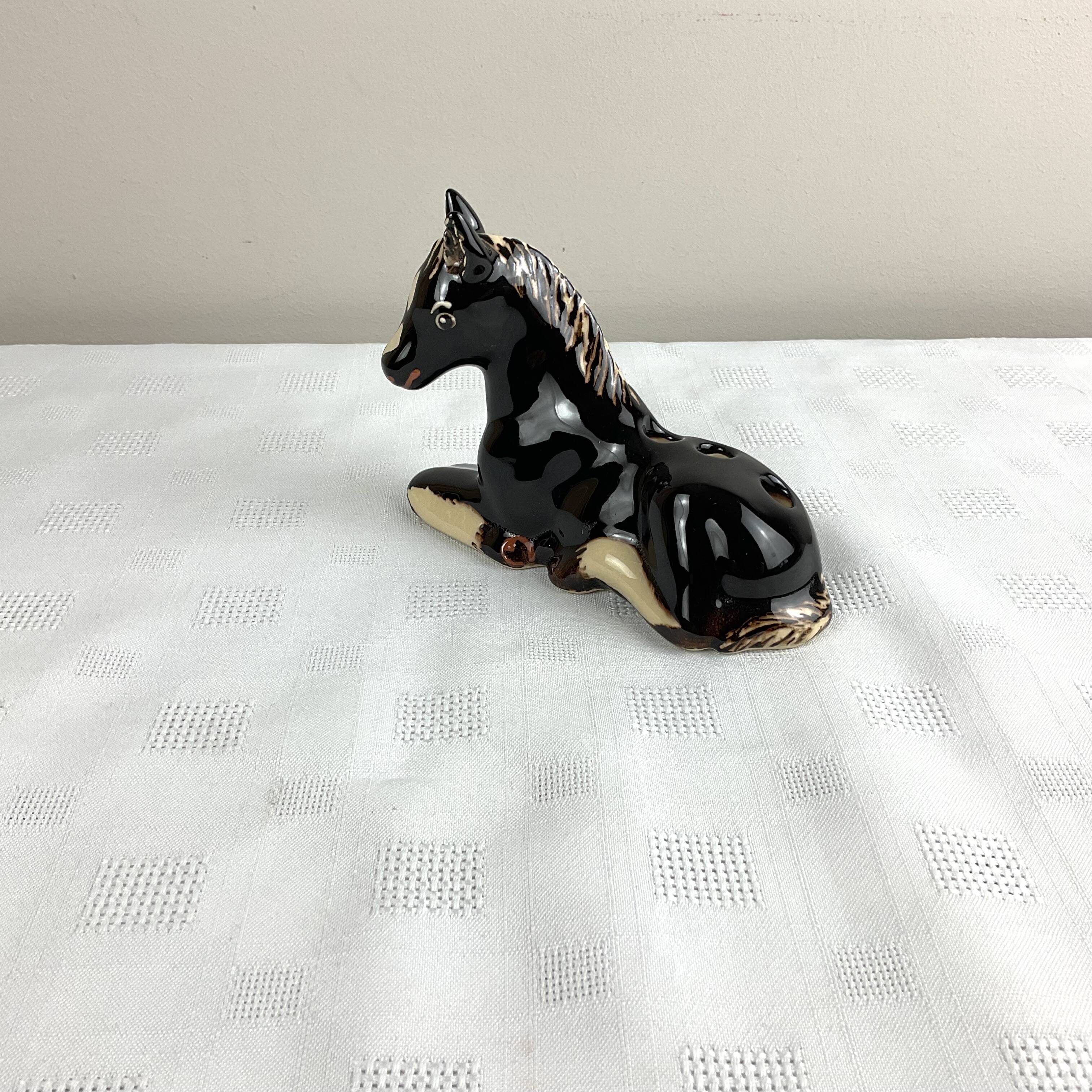 Old ceramic pencil holder horse figurine