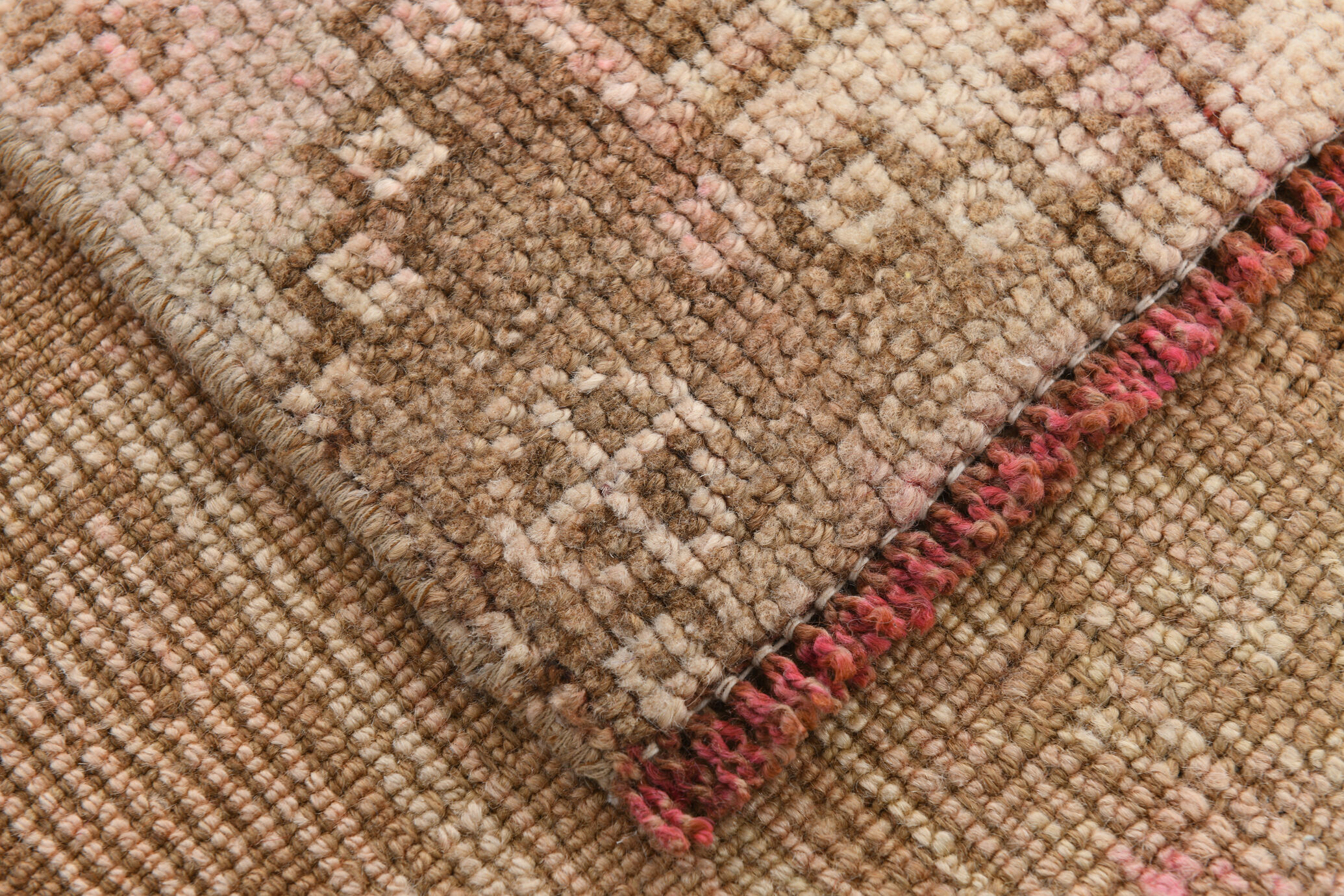 3x12 brown & beige vintage runner rug 100x360cm