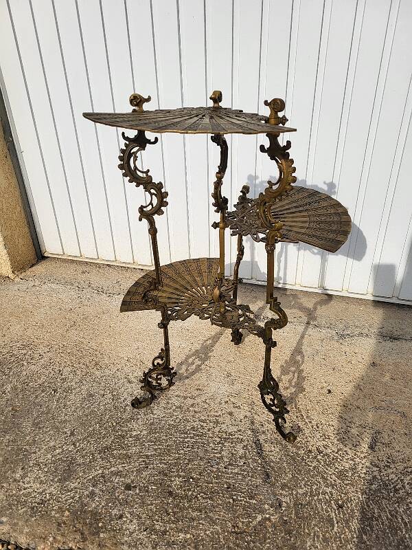 3-tier bronze napoleon iii pedestal table plant holder from the 19th century