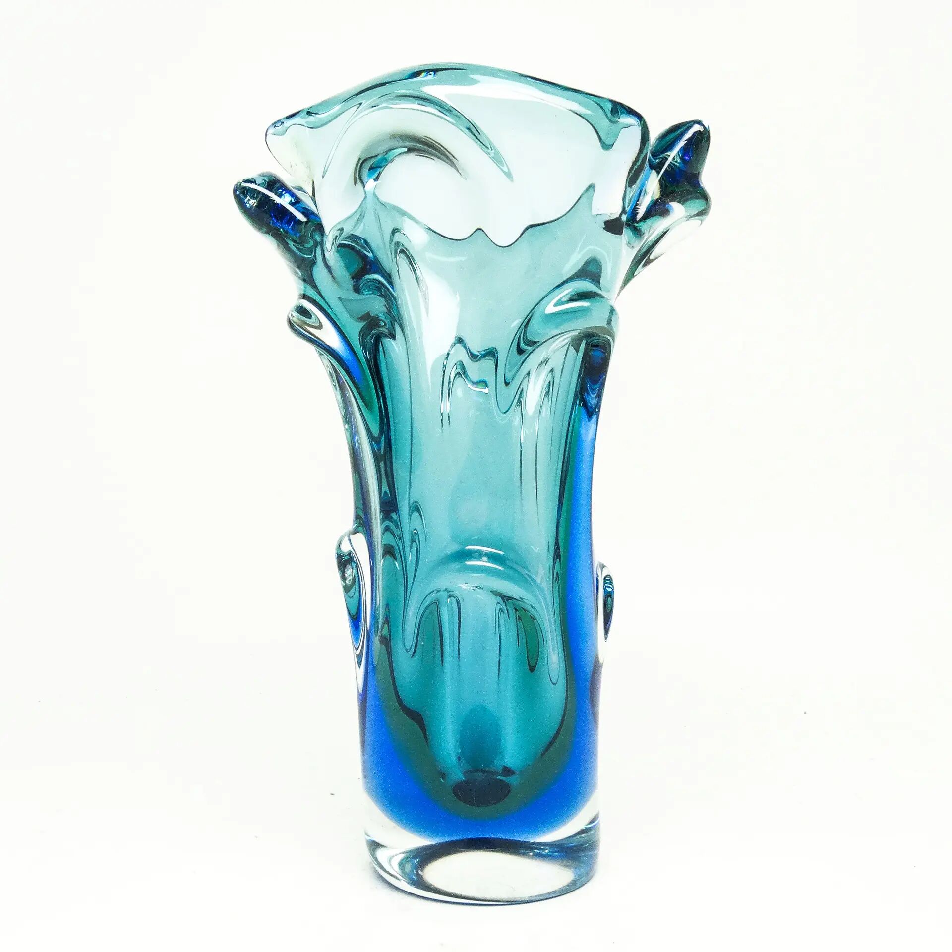 Vase moderne du milieu du siècle, en verre multicolore, conçu par J. Hospodka, Tchécoslovaquie, années 1960.