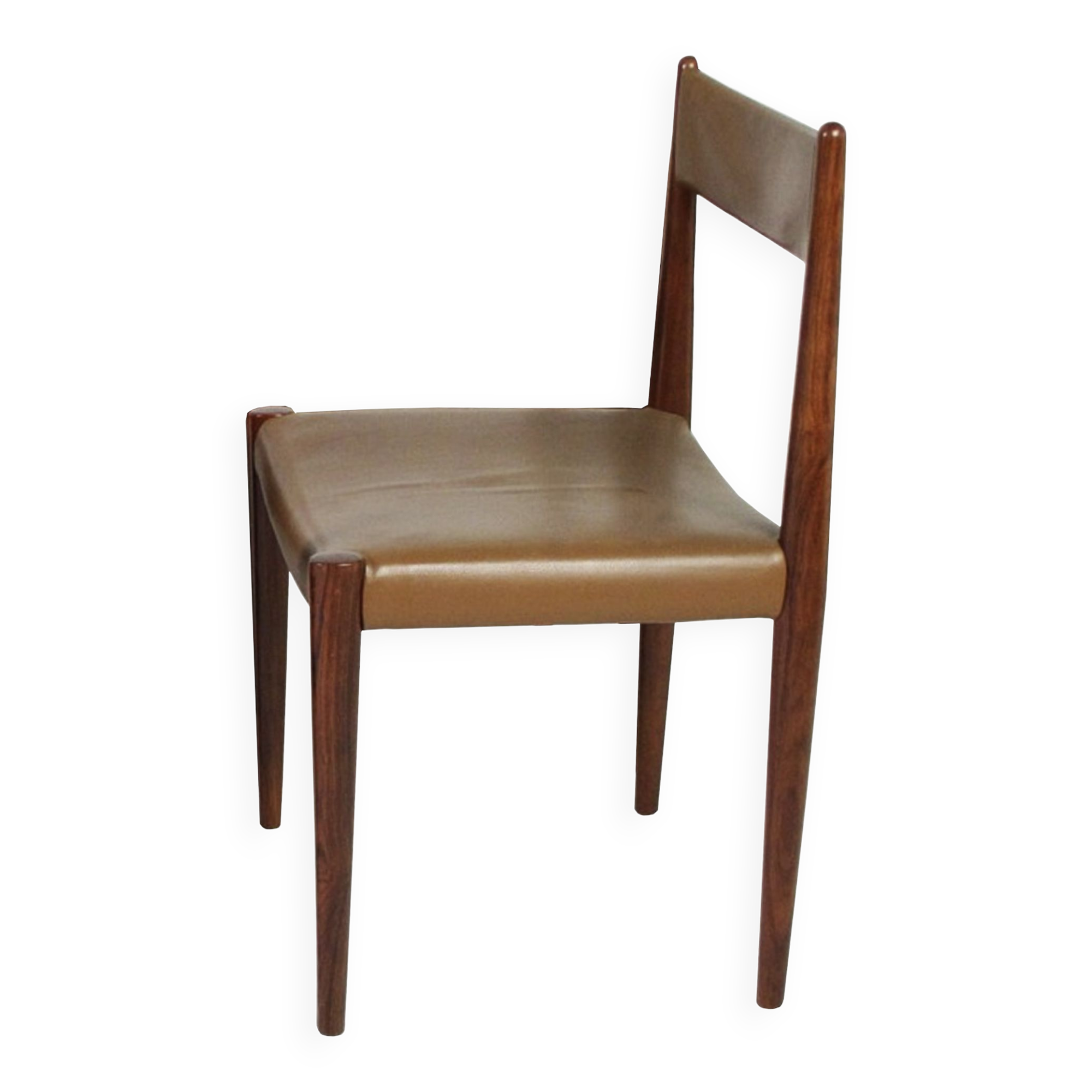 Lot de Chaises en palissandre et cuir kaki  1960s, Fabriquant Lübke,