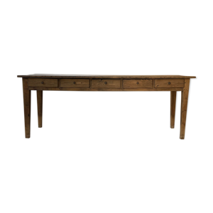 Table de ferme pin multi-tiroirs