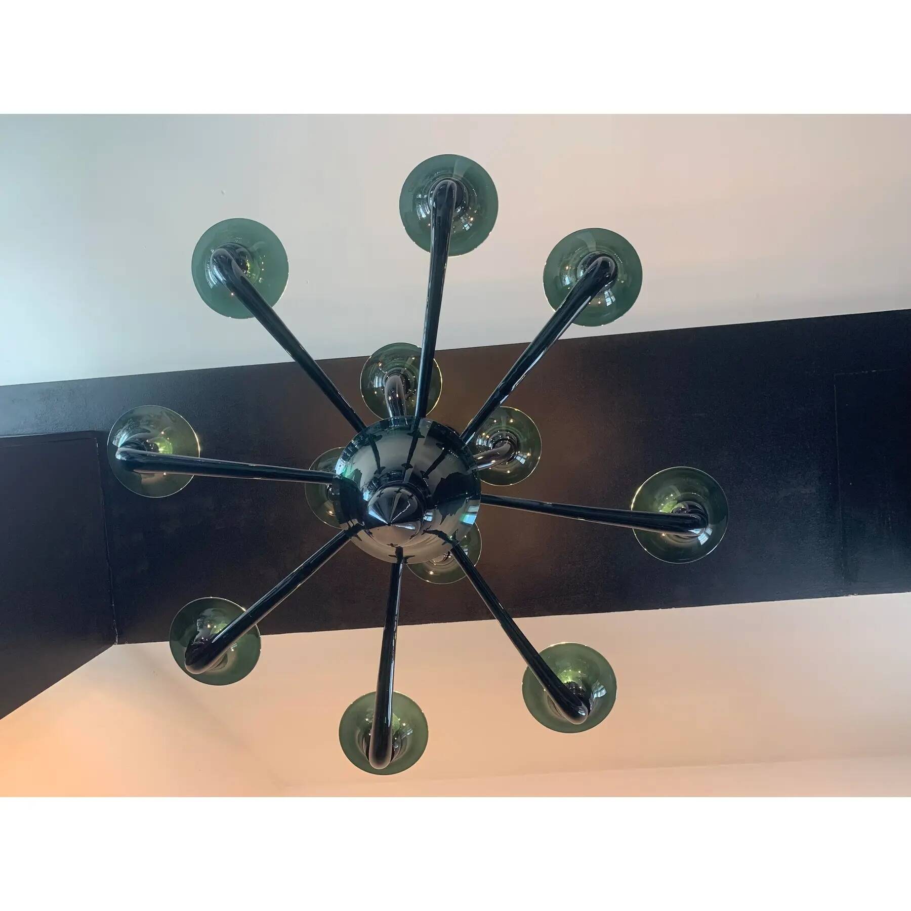 Translucent Green-Bottle Glass Chandelier, Contemporary Murano Style