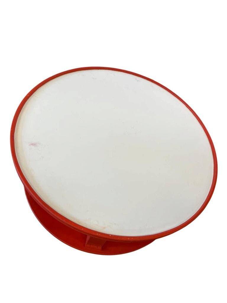 Large vintage round XL orange wooden coffee table / coffee table
