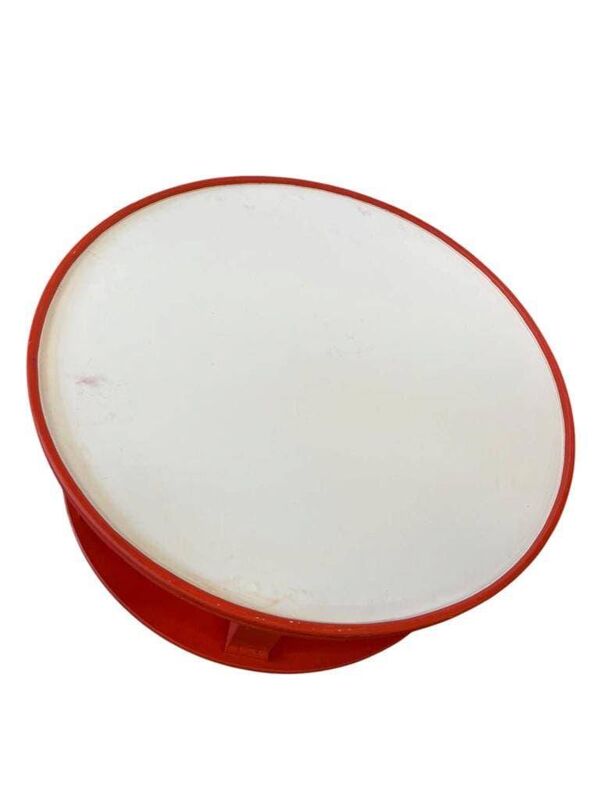 Grande table basse ronde vintage XL orange en bois / table basse