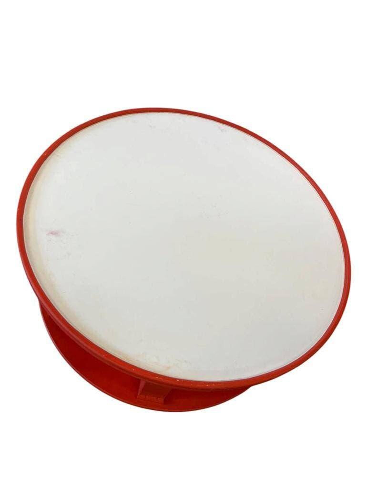 Grande table basse ronde vintage XL orange en bois / table basse