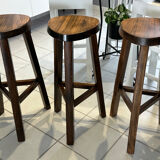 Set of 3 Vintage Brutalist Bar Stools from the 1970s