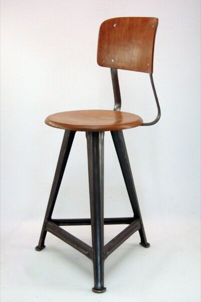 Rowac vintage industrial stool chair from the 1920s