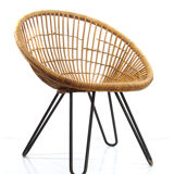 Noordwolde, Dirk van Sliedrecht vintage fifties design rattan chair