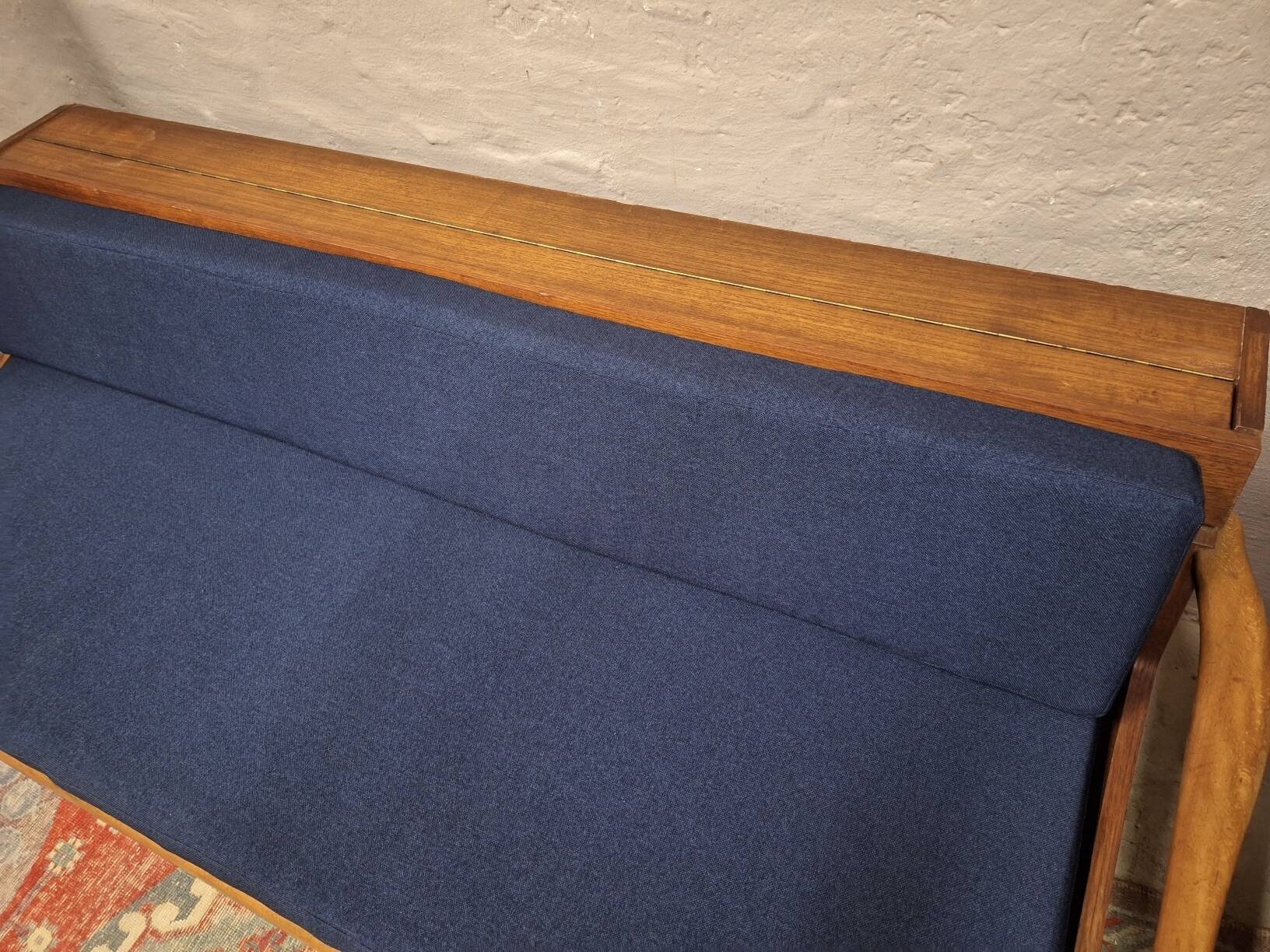 Danish teak convertible daybed sofa with backrest compartment, 1960s