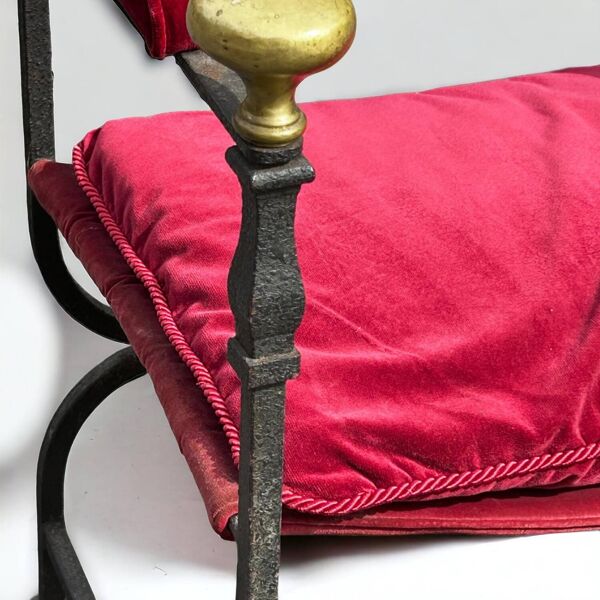Fauteuil Curule En Fer Et Bronze Dans Le Style Du XVIIème Siècle époque XXéme - Fauteuil En X