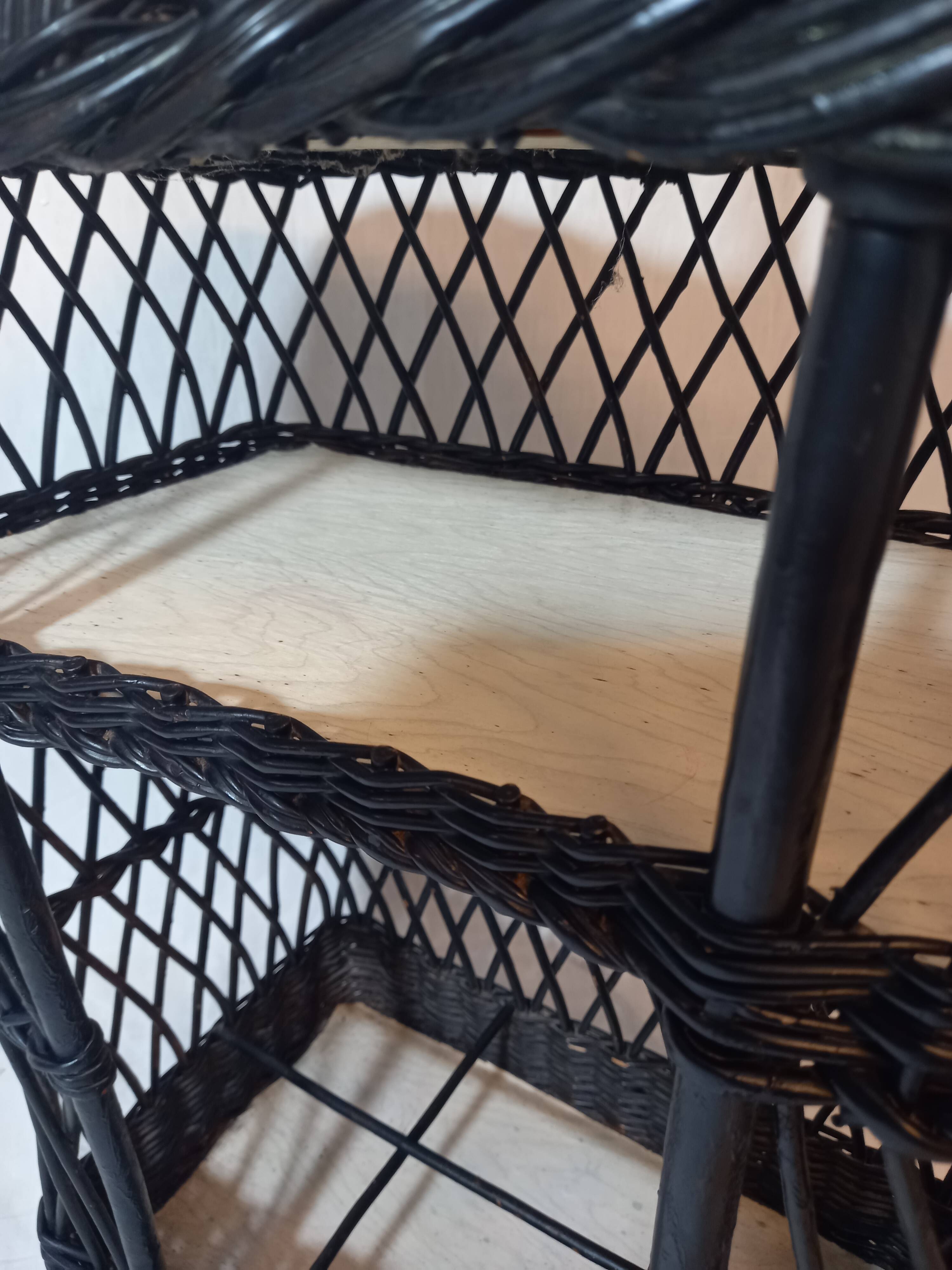 Mini bar or portable bottle holder in black rattan