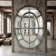 Bull's-eye window from the 19th century in iron (with opening).