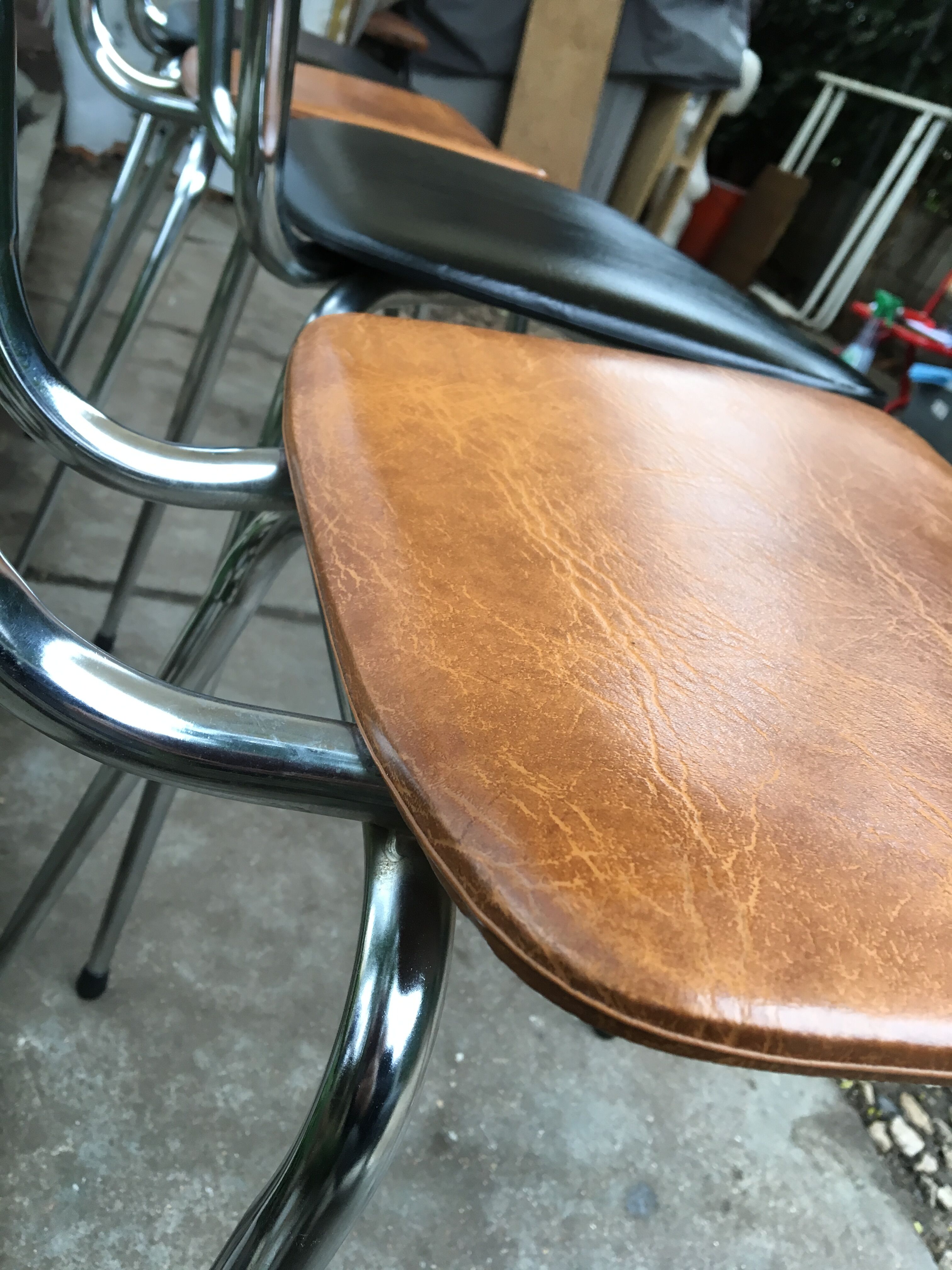 Vintage chrome and leatherette chairs