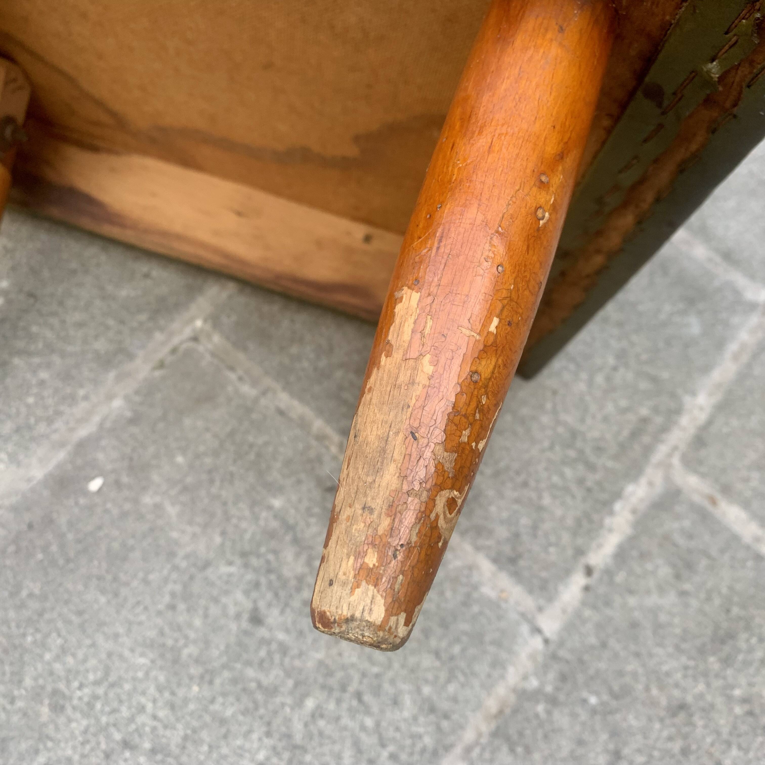 Vintage children's armchair in green skai