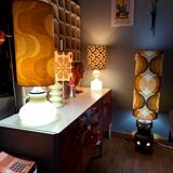 Floor lamp with 2 opaline lights seventies