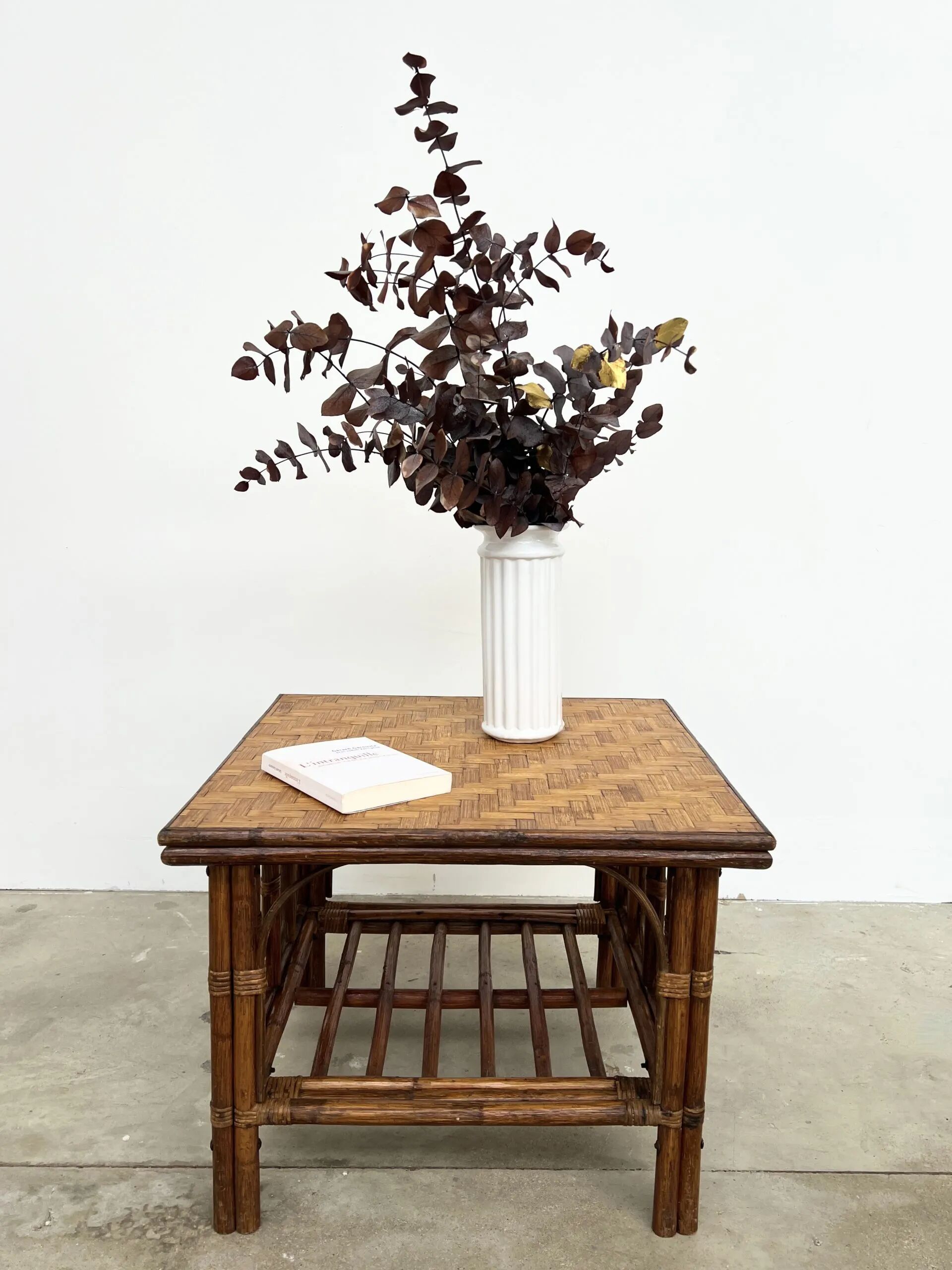 Square Coffee Table in Rattan & Bamboo – Removable Top