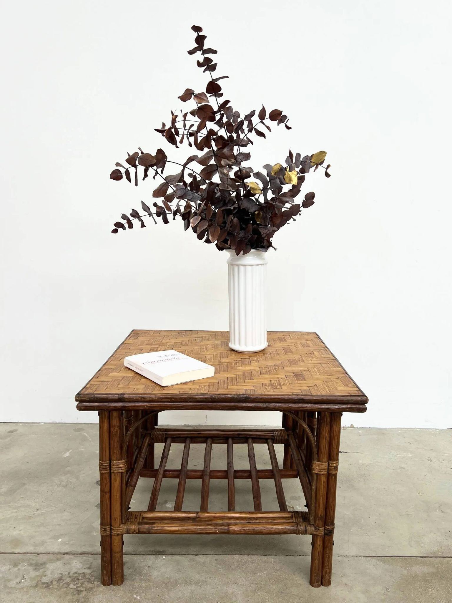 Table Basse Carrée en Rotin & Bambou – Plateau Amovible