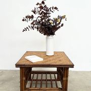 Table Basse Carrée en Rotin & Bambou – Plateau Amovible