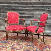 Pair of armchairs in natural wood style Louis XV XIXth century
