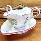 Old sauceboat earthenware Lunéville model lantern pink tulip