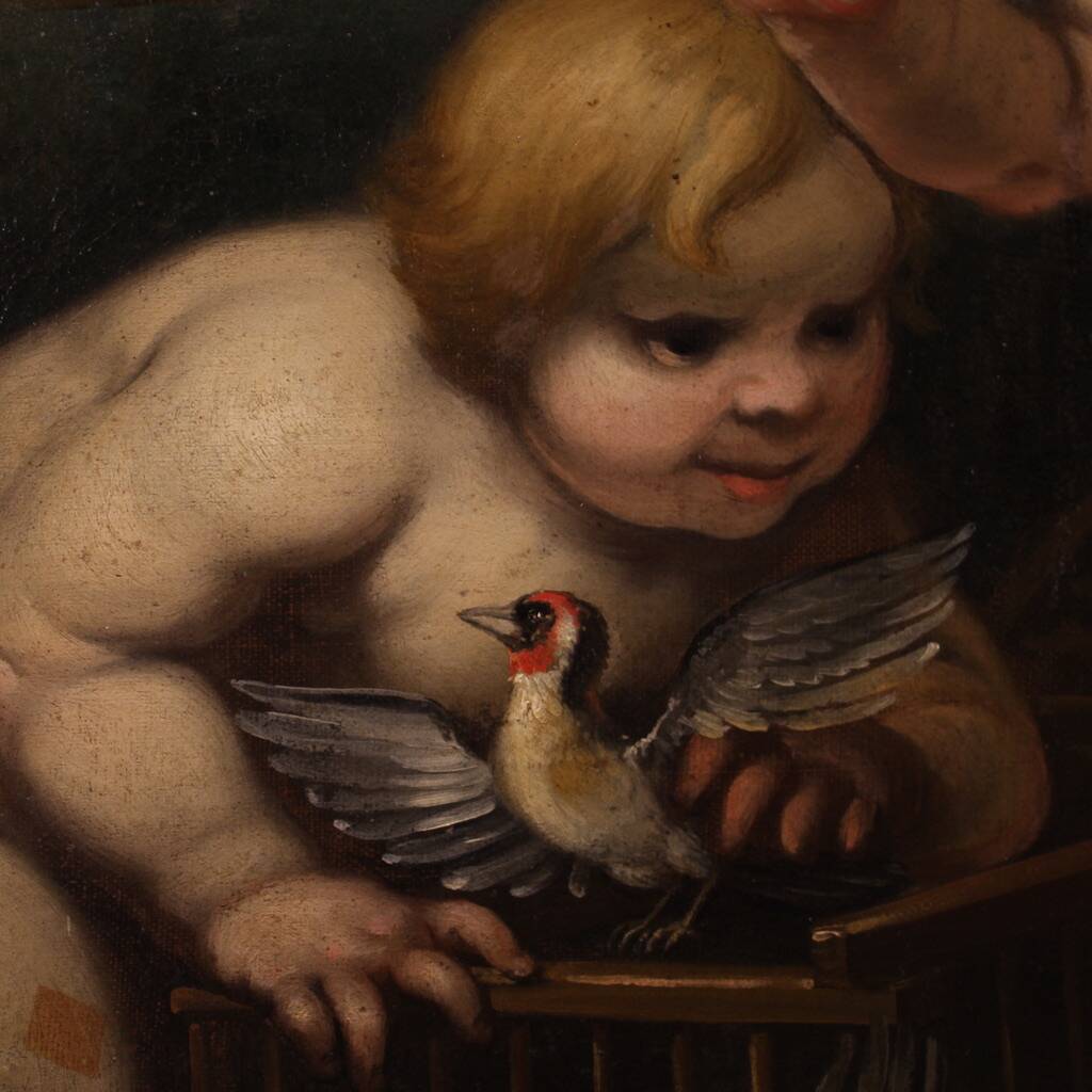 17th century Italian school painting, cherub games