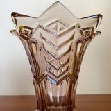 Art Deco star pressed molded glass vase