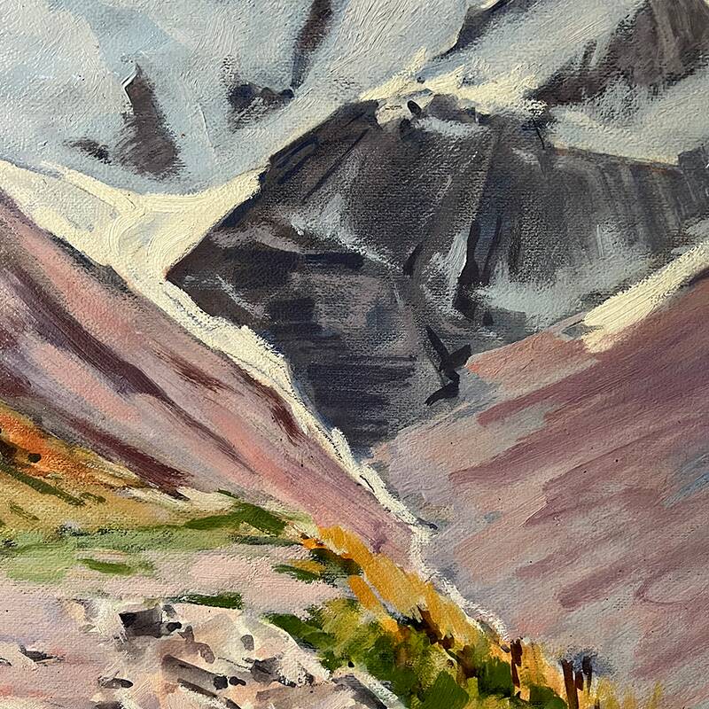 Painting "Mountain", oil on hardboard