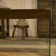Desk design in melamine, glass and chrome 1980s