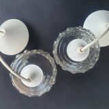 Pair of vintage 1970s glass pendant lights