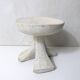 antique small tripod bench/stool in solid carved brutalist wood