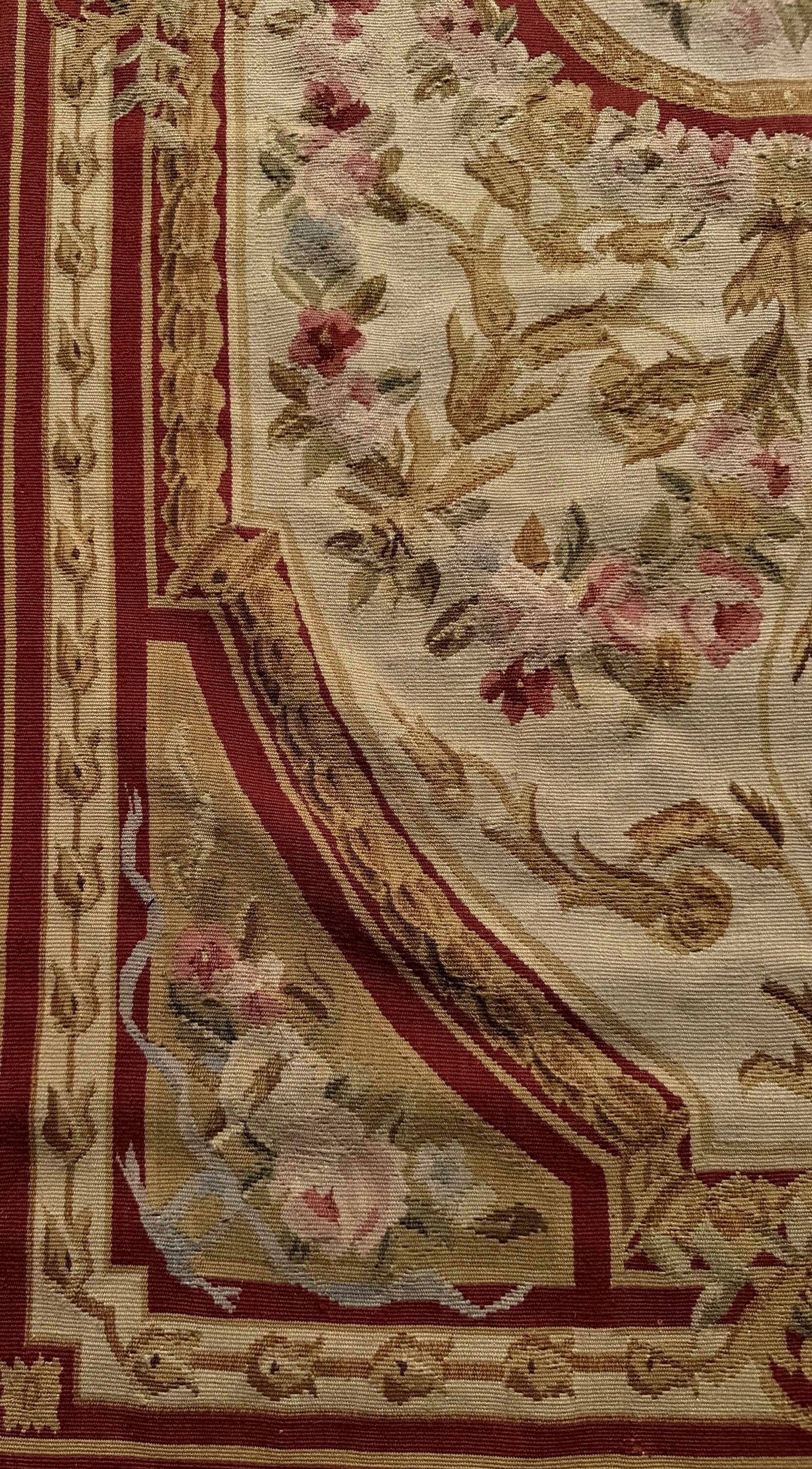 Aubusson style knotted pile rug – 2.45 x 0.90 metres –