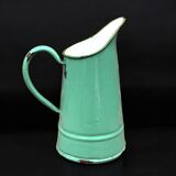 Vintage pitcher in green enameled sheet metal