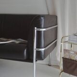 Scandinavian sofa - 2-seater leather and chrome - beke - vintage