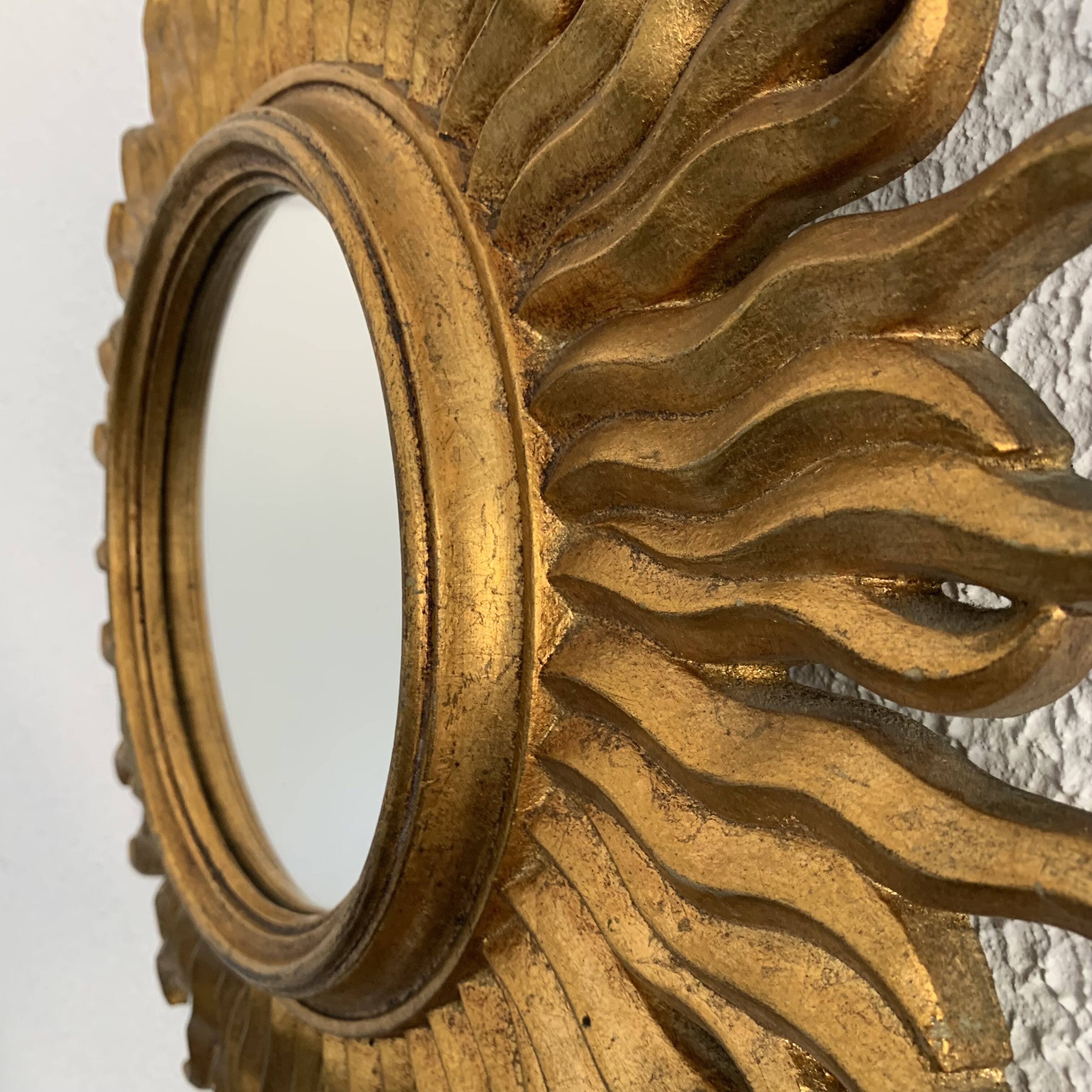 Vintage 1960s sun gold witch mirror - 47 cm