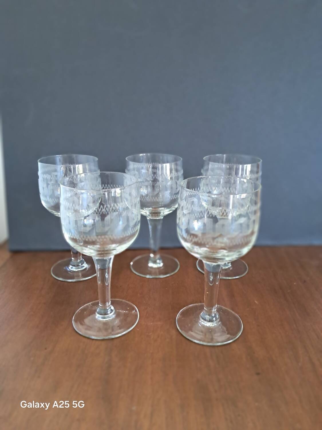 5 guilloche wine glasses from the 1910s/1920s