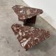 Set of 2 Belgian Rouge Griotte marble coffee tables, vintage postmodern nesting