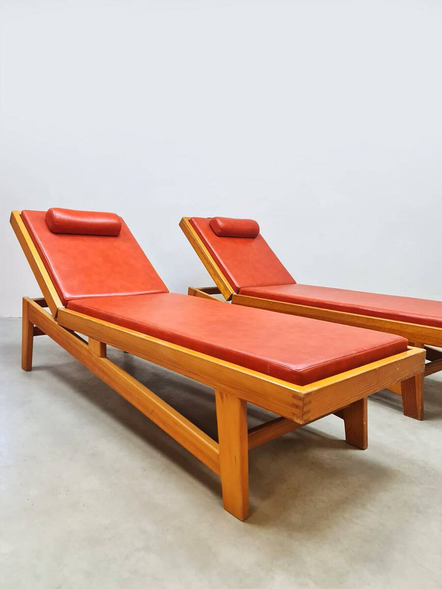 Vintage Swiss design sunbed daybed chaise longue 1950's