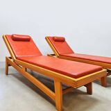 Vintage Swiss design sunbed daybed chaise longue 1950's