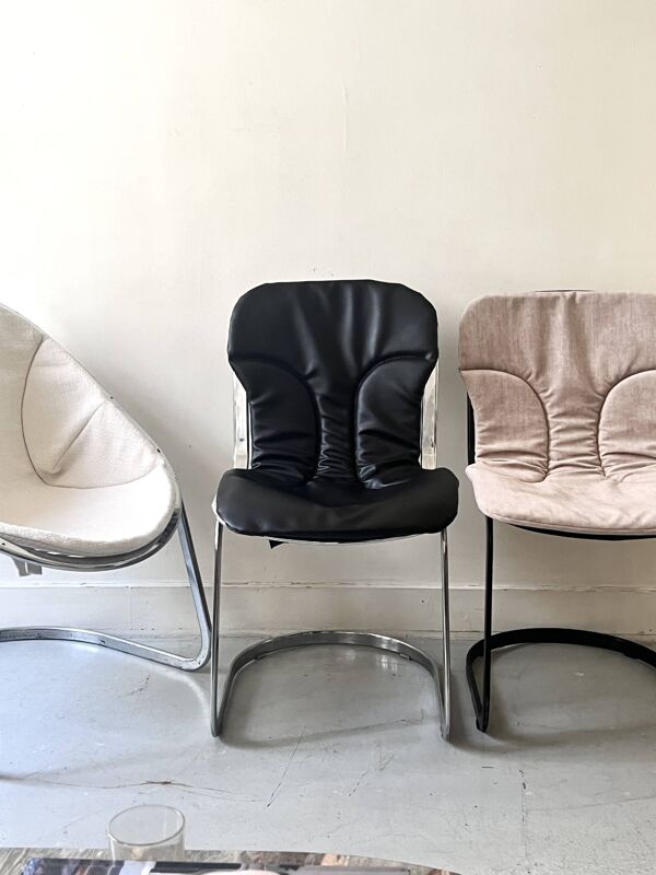 Fauteuil en métal chromé Egg par Gastone Rinaldi, chaise design 1970