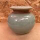 Antique vintage grey beige glazed stoneware ball vase