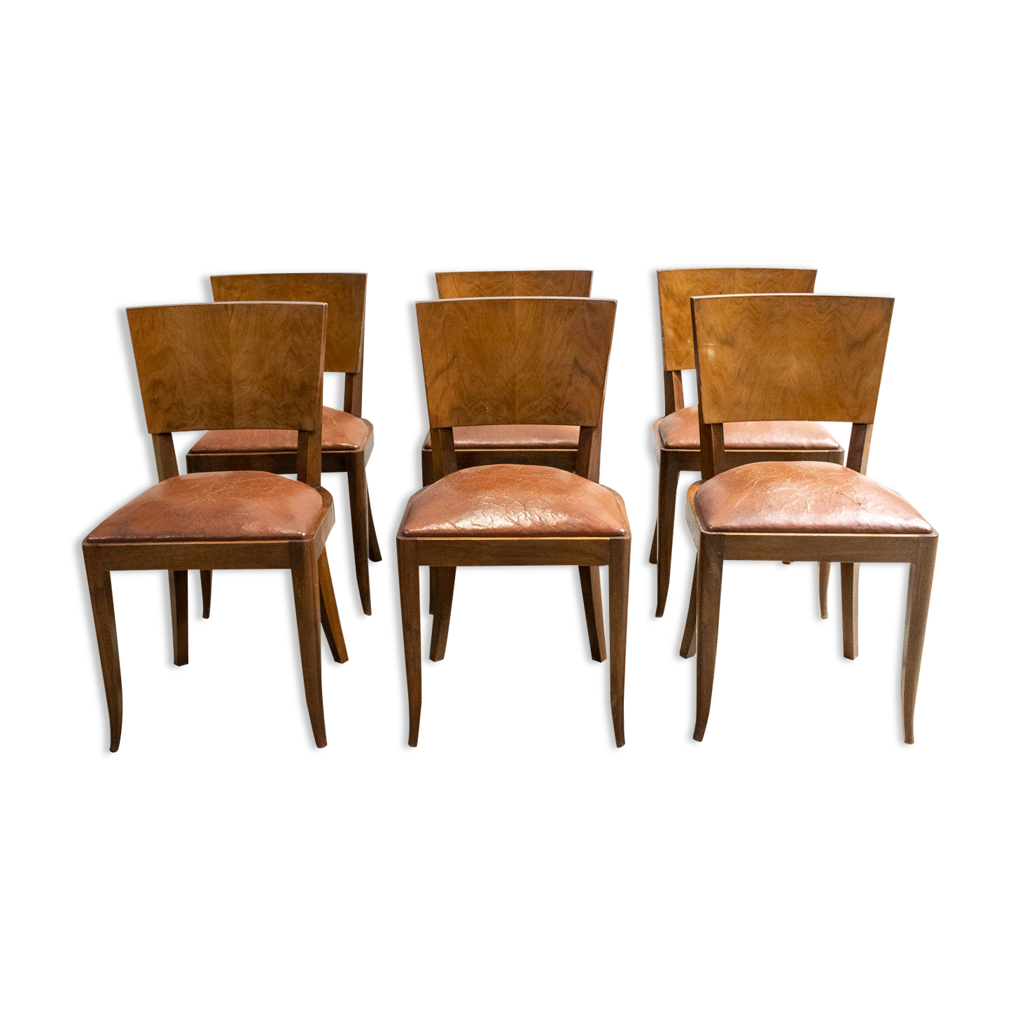 Set de six chaises cuir art déco France 1930