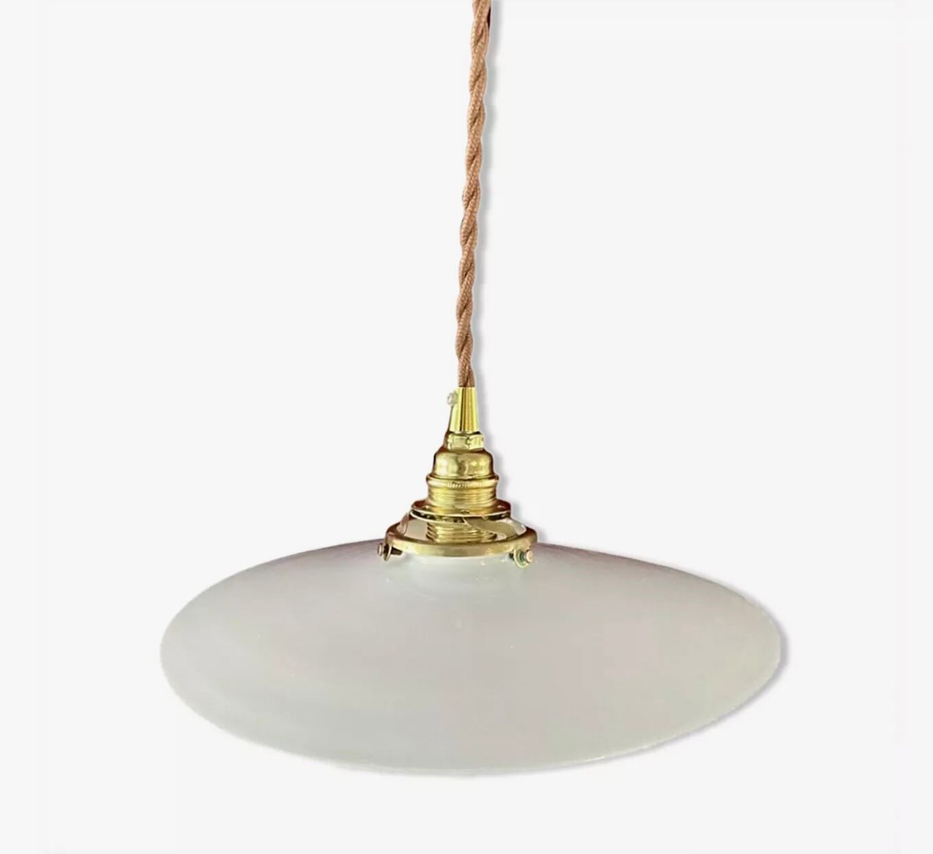 Vintage suspension lamp in white opaline electrified to nine