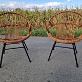Set of 2 rattan armchairs