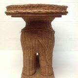 Vintage wicker elephant and rattan table