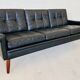 Vintage Danish retro Svend Skipper 3 person sofa in black leather 1960s
