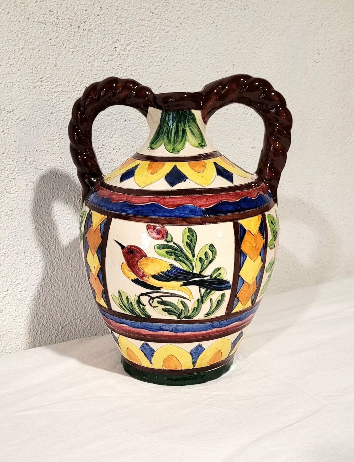 Céramique vase majolique italienne vintage Telly décoration italien