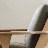 Vintage Danish light oak low back lounge chairs, 1960s, set of 2