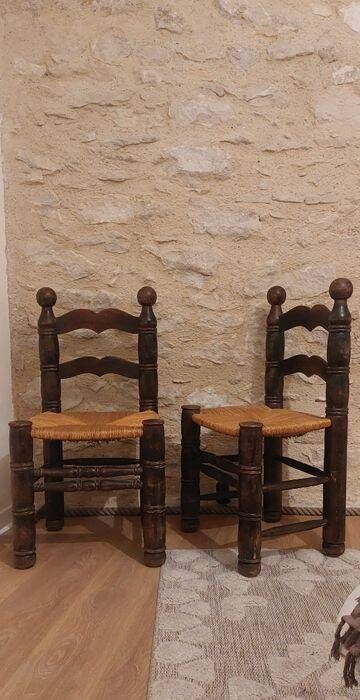 Brutalist chair pair in the style of Dudouyt.